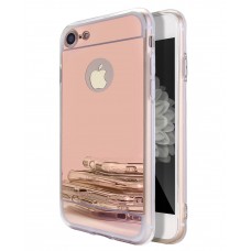 iPhone 7 4.7 - Luxury Electroplated Mirror Clear Slim TPU Soft Bumper Shock-Absorption Anti-Scratch Protective Phone Cover Case - Rose Gold